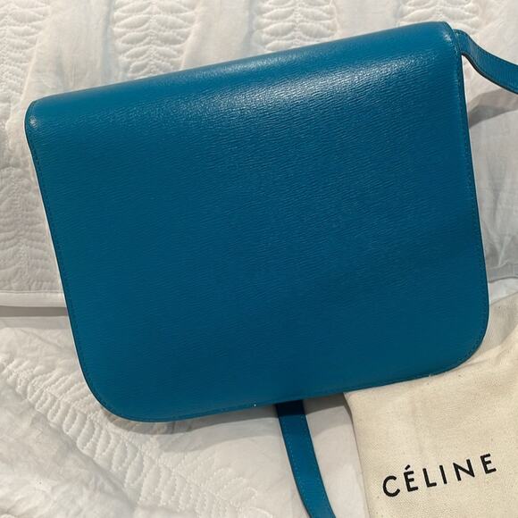CELINE Liege Calfskin Medium Classic Box Flap Bag Turquoise - Picture 7 of 9